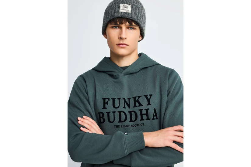 Funky Buddha Ανδρικό Φούτερ με Κουκούλα Πράσινο