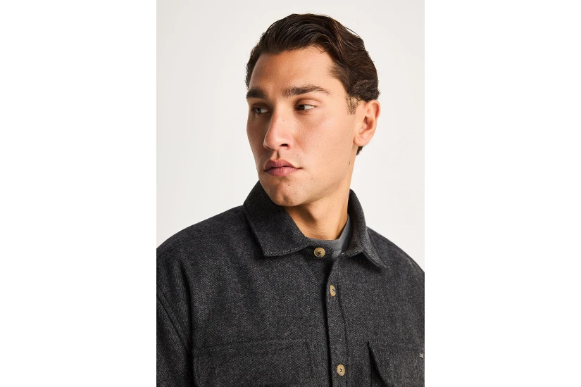 Funky Buddha Wool-Blend Utility Πουκάμισο Μακρυμάνικο Ανδρικό (FBM014-010-05-ANTHRACITE)