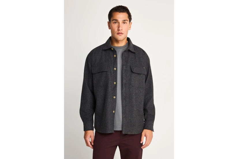 Funky Buddha Wool-Blend Utility Πουκάμισο Μακρυμάνικο Ανδρικό (FBM014-010-05-ANTHRACITE)