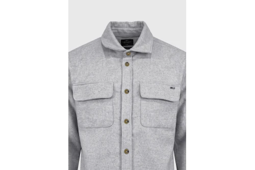 Funky Buddha Wool-Blend Utility Πουκάμισο Μακρυμάνικο Ανδρικό (FBM014-010-05-MILKY-GREY)