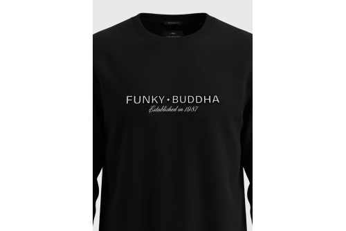 Funky Buddha Ανδρικό Φούτερ Με Λαιμόκοψη (FBM014-012-06-BLACK)