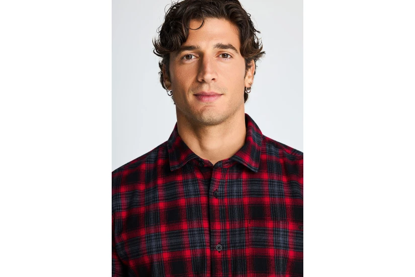 Funky Buddha Ανδρικό Πουκάμισο Καρό (FBM014-018-05-SCARLET-RED)