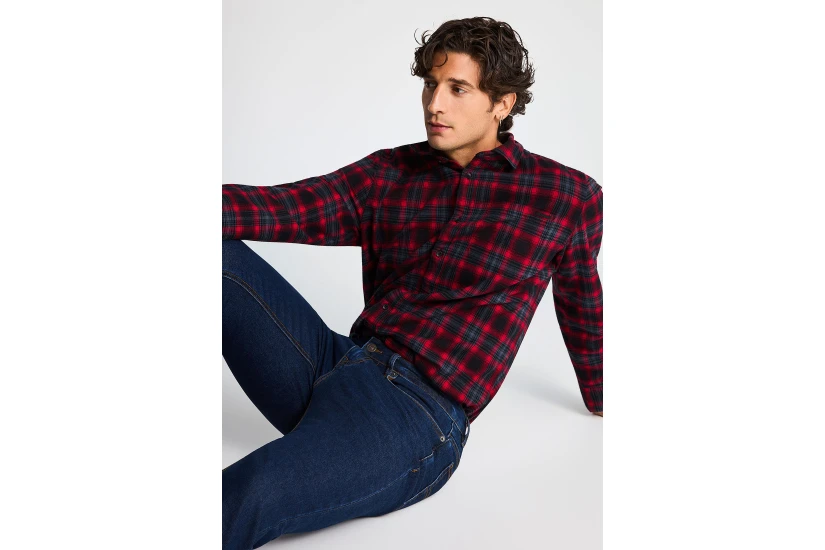 Funky Buddha Ανδρικό Πουκάμισο Καρό (FBM014-018-05-SCARLET-RED)