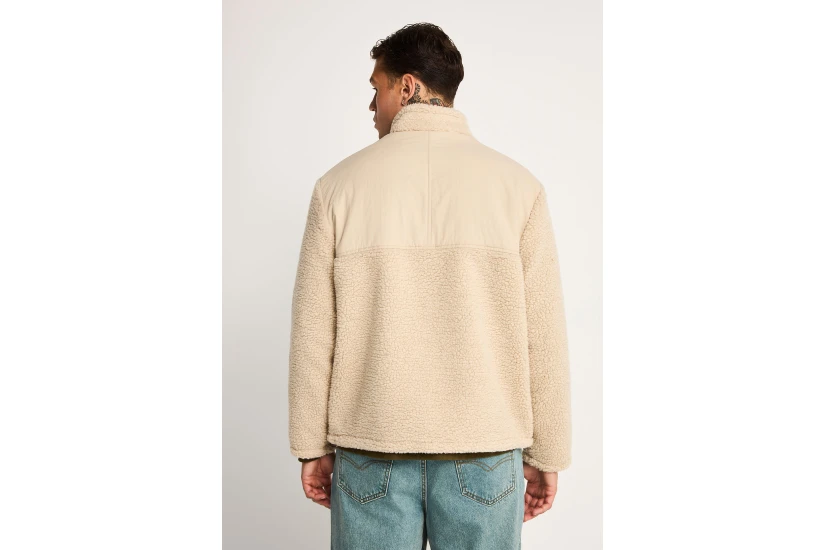 Funky Buddha Ανδρικό Fleece Μπουφάν Sherpa Μπεζ