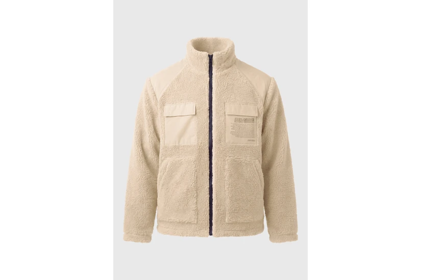 Funky Buddha Ανδρικό Fleece Μπουφάν Sherpa Μπεζ