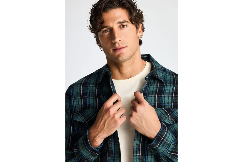 Funky Buddha Ανδρικό Πουκάμισο Καρό (FBM014-019-05-WINTER-MOSS)