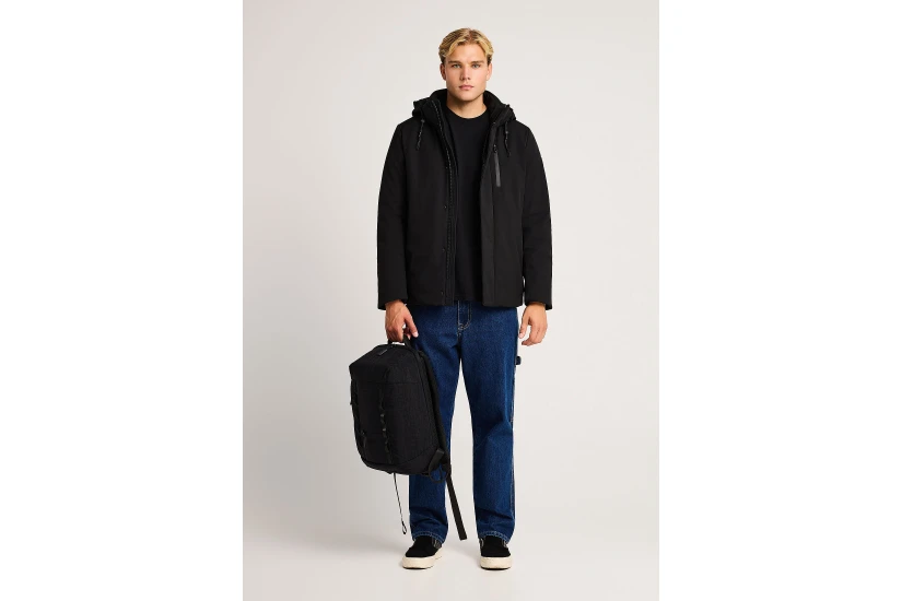Funky Buddha Ανδρικό Μπουφάν Softshell με Κουκούλα Μαύρο