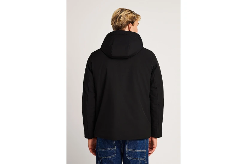 Funky Buddha Ανδρικό Μπουφάν Softshell με Κουκούλα Μαύρο