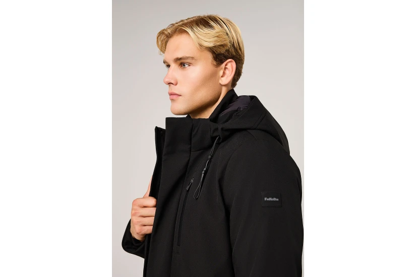 Funky Buddha Ανδρικό Μπουφάν Softshell με Κουκούλα Μαύρο