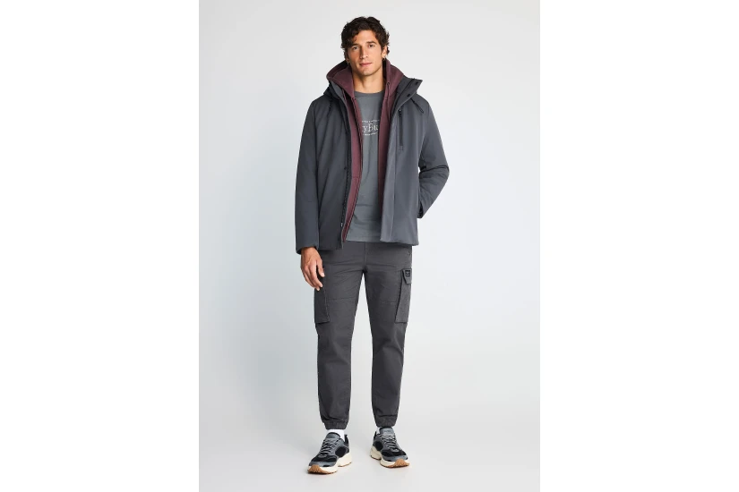Funky Buddha Ανδρικό Μπουφάν Softshell με Κουκούλα Γκρι Σκούρο