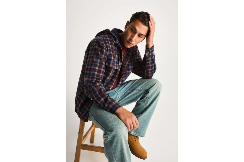 Funky Buddha Ανδρικό Πουκάμισο Καρό (FBM014-023-05-MIDNIGHT-BLUE)