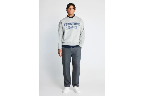 Funky Buddha Ανδρικό Φούτερ Με Λαιμόκοψη (FBM014-031-06-GREY-MEL)