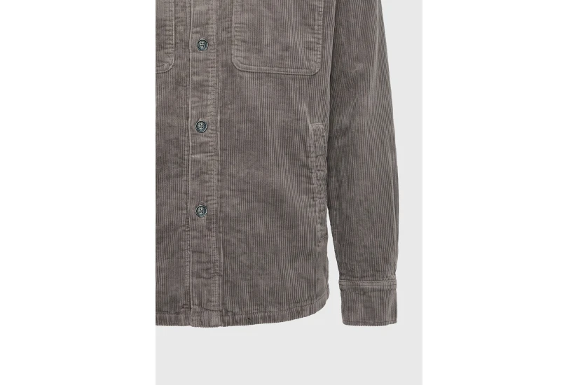Funky Buddha Cotton Corduroy Ανδρικό Μακρυμάνικο Πουκάμισο Γκρι Σκούρο
