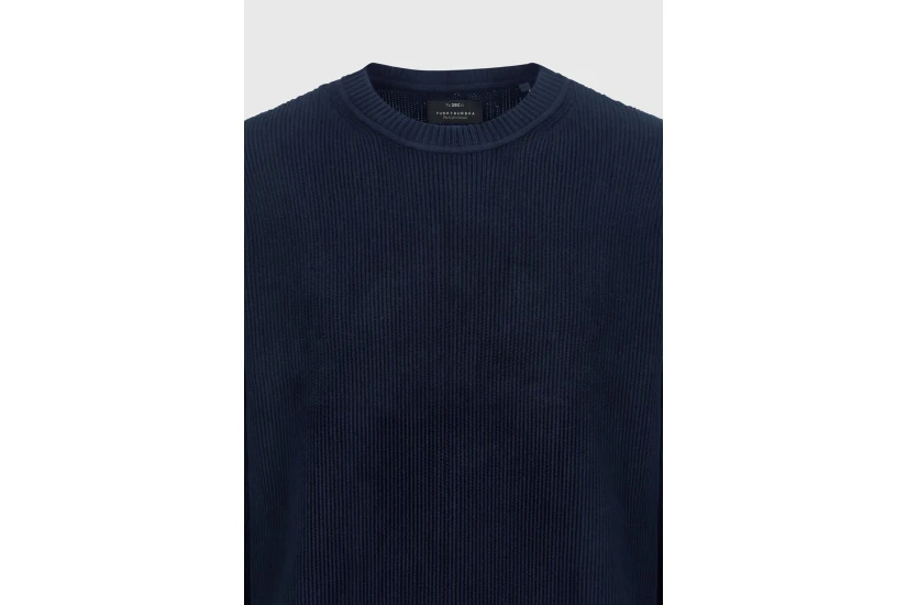 Funky Buddha Ανδρικό Πλεκτό Με Λαιμόκοψη (FBM014-038-09-NAVY)