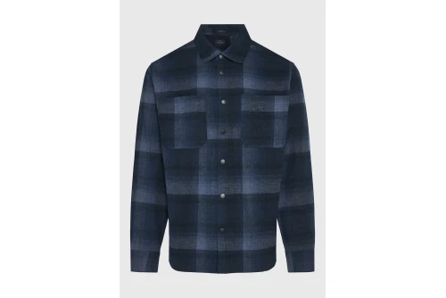 Funky Buddha Ανδρικό Πουκάμισο Καρό (FBM014-049-05-SMOKE-BLUE)