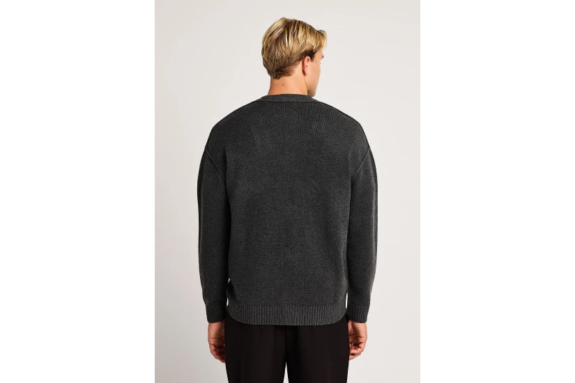 Funky Buddha Ανδρική Πλεκτή Ζακέτα (FBM014-055-09-ANTHRACITE)