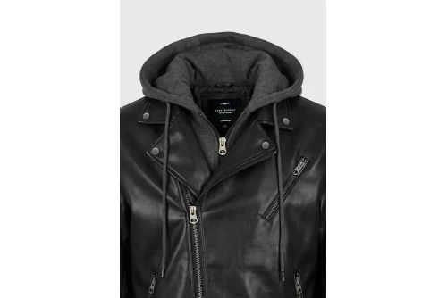 Funky Buddha Μπουφάν Δερματίνη Ανδρικό (FBM014-066-01-BLACK)