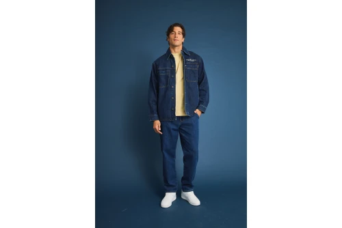 Funky Buddha Ανδρικό Τζιν Πουκάμισο (FBM014-071-05-DK-BLUE)