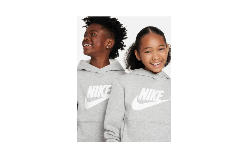 Nike Sportswear Club Fleece Παιδικό Φούτερ με Κουκούλα Γκρι Ανοιχτό