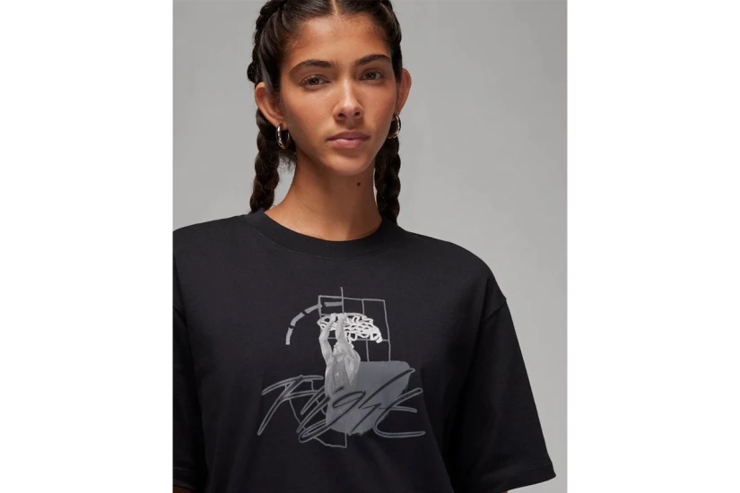 Jordan Graphic Γυναικείο Κοντομάνικο T-Shirt Μαύρο, Γκρι, Λευκό