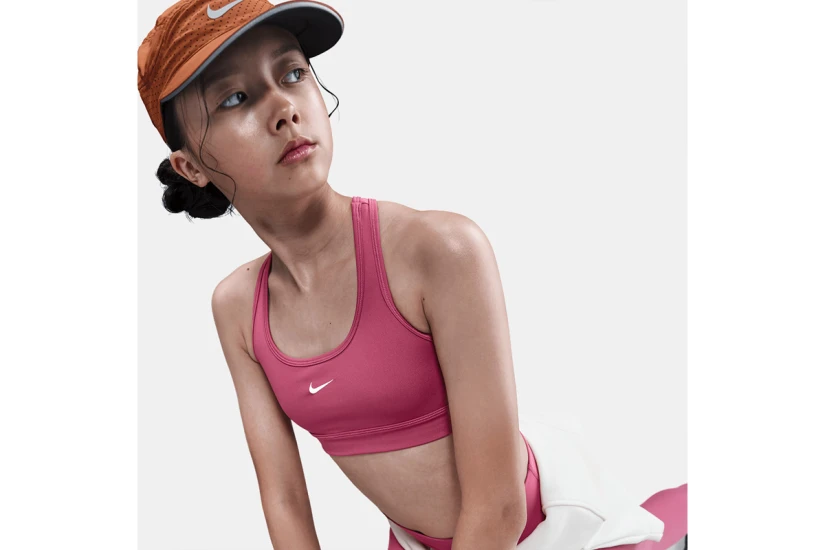 Nike Dri-FIT Swoosh Παιδικό Μπουστάκι Βυσσινί