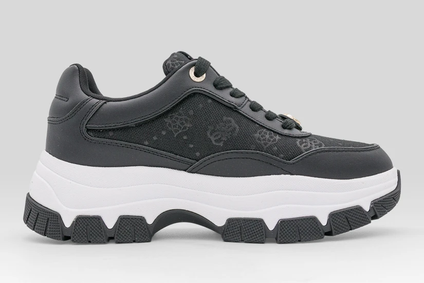 Guess Berrett 4G Logo Γυναικεία Sneakers Μαύρα, Λευκά, Χρυσά