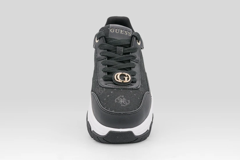 Guess Berrett 4G Logo Γυναικεία Sneakers Μαύρα, Λευκά, Χρυσά
