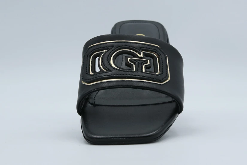 Guess Tarisha Slide Leather Γυναικεία Σανδάλια Μαύρα