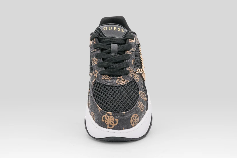 Guess Harpaa Logo Chain Γυναικεία Sneakers Μαύρα, Καφέ, Λευκά, Χρυσά