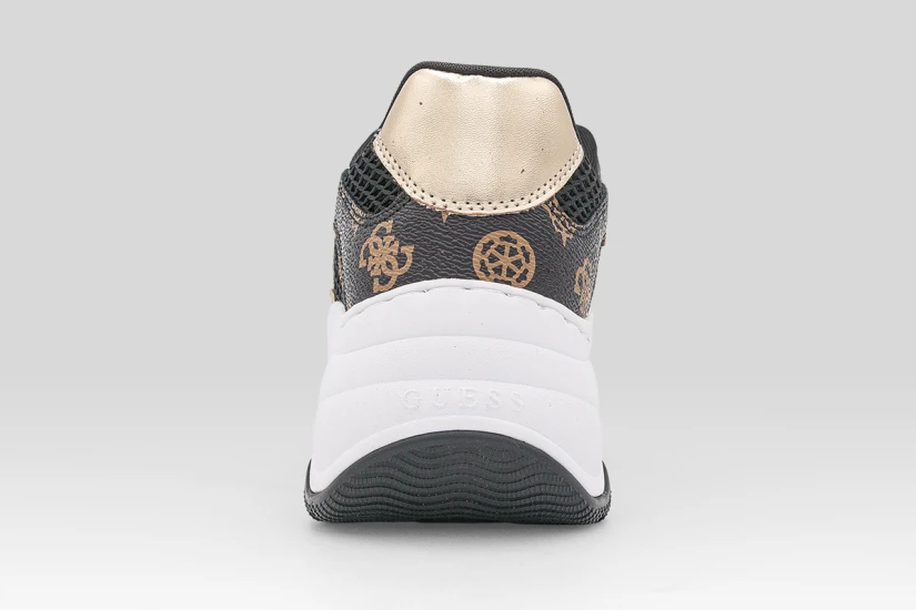 Guess Harpaa Logo Chain Γυναικεία Sneakers Μαύρα, Καφέ, Λευκά, Χρυσά