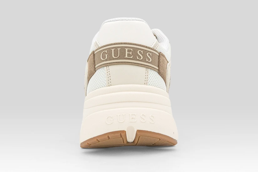 Guess Imeri Perforated Insert Γυναικεία Sneakers Εκρού, Καφέ, Λευκά, Χρυσά