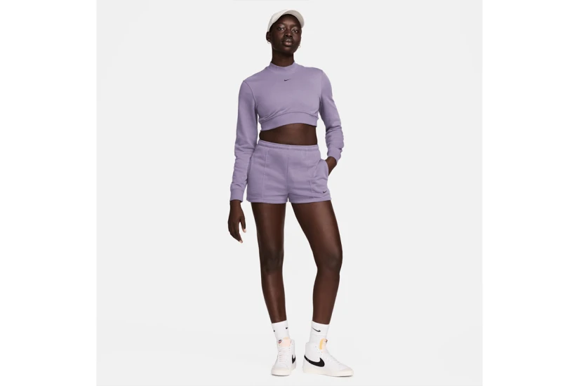 Nike Sportswear Chill Terry Γυναικείο Μακρυμάνικο Crop Top Μωβ
