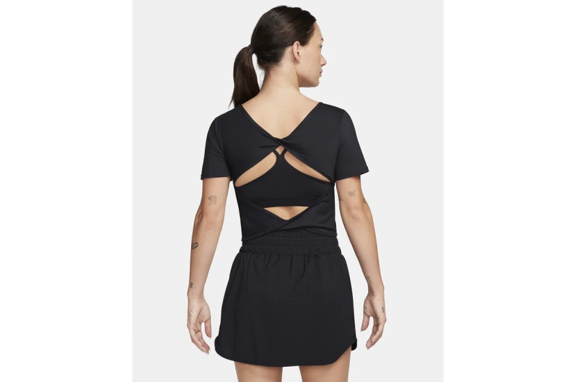 Nike One Classic Dri-FIT Γυναικεία Κοντομάνικη Crop Μπλούζα Μαύρη