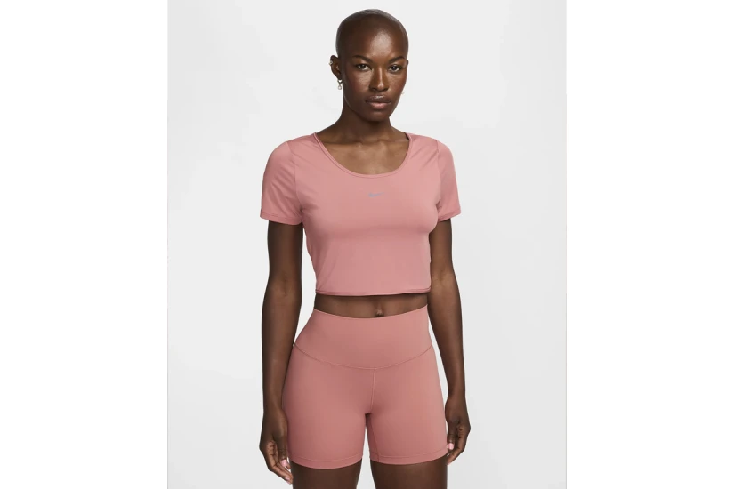 Nike One Classic Dri-FIT Γυναικεία Κοντομάνικη Crop Μπλούζα Σομόν