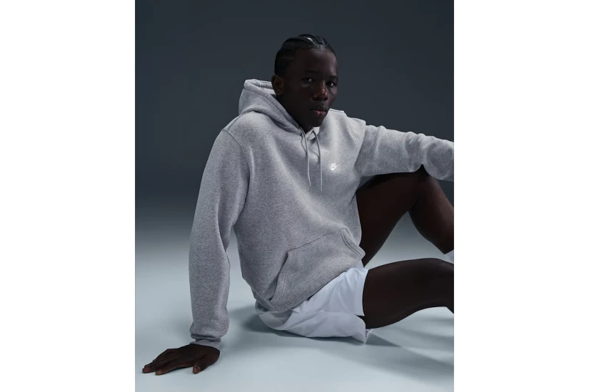 Nike Club Fleece Ανδρικό Φούτερ Με Κουκούλα Γκρι