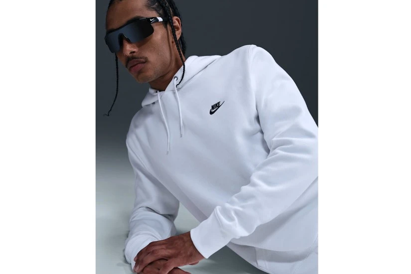 Nike Club Fleece Ανδρικό Φούτερ Με Κουκούλα Λευκό