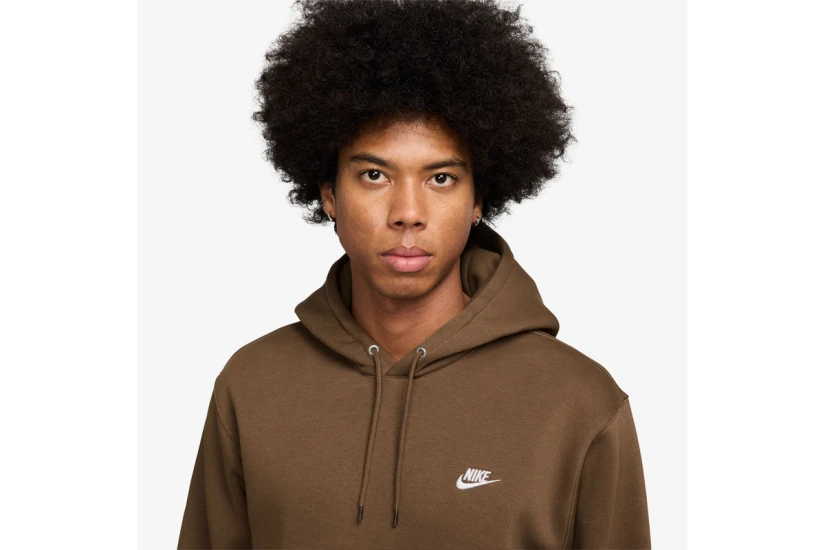 Nike Club Fleece Ανδρικό Φούτερ Με Κουκούλα Καφέ