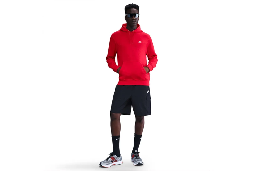 Nike Club Fleece Ανδρικό Φούτερ Με Κουκούλα Κόκκινο