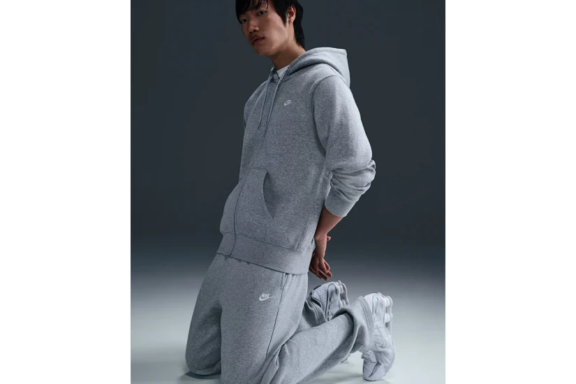Nike Club Fleece Ανδρική Ζακέτα Με Κουκούλα Γκρι