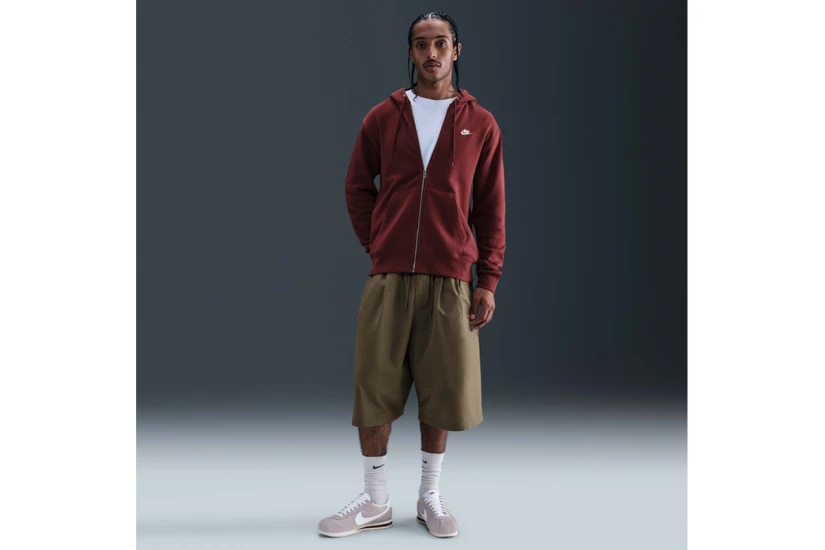 Nike Club Fleece Ανδρική Ζακέτα Με Κουκούλα Μπορντό