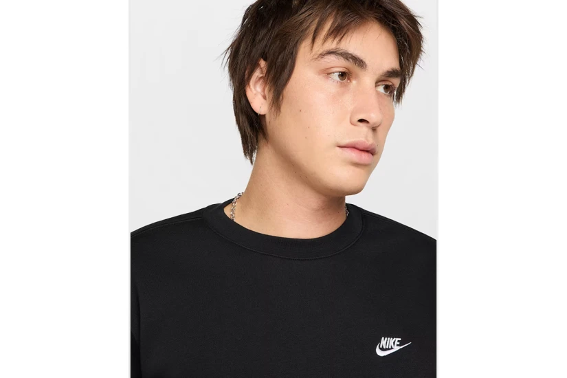 Nike Club Fleece Ανδρική Μακρυμάνικη Μπλούζα Μαύρη