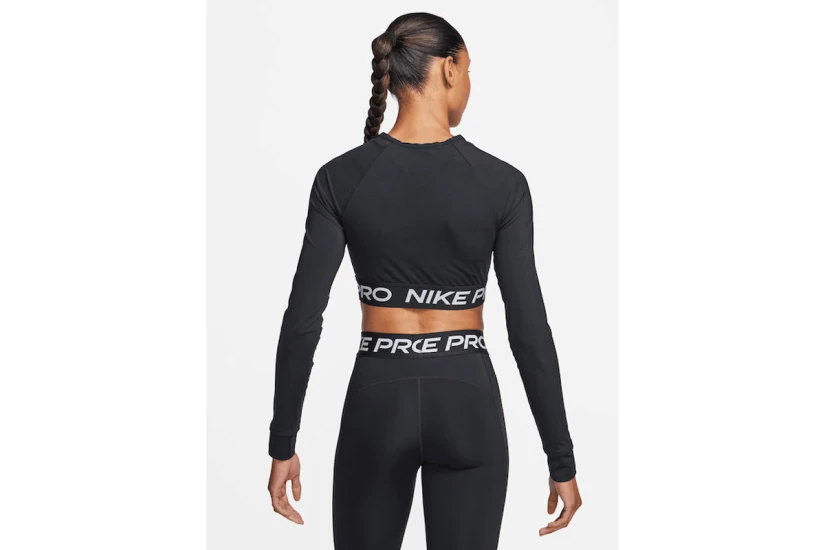 Nike Dri-FIT Pro Γυναικεία Μακρυμάνικη Crop Top Μπλούζα Μαύρη