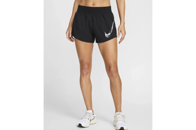 Nike One Dri-FIT Mid-Rise Brief-Lined Graphic Γυναικείο Αθλητικό Σορτς Μαύρο