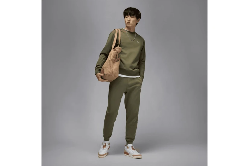 Jordan Brooklyn Fleece Ανδρικό Παντελόνι Φόρμας Χακί
