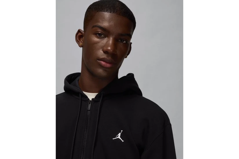 Jordan Brooklyn Fleece Ανδρική Ζακέτα με Κουκούλα Μαύρη