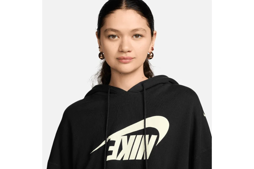 Nike French Terry Crop Γυναικείο Φούτερ Με Κουκούλα Μαύρο