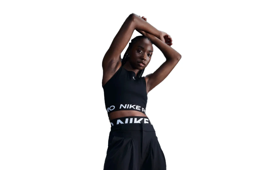 Nike Pro Dri-FIT Γυναικεία Αμάνικη Crop Top Μπλούζα Μαύρη