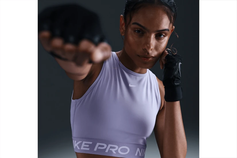 Nike Pro Dri-FIT Γυναικεία Αμάνικη Crop Top Μπλούζα Λιλά