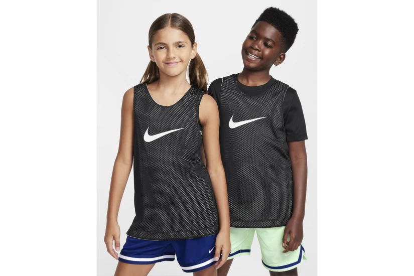 Nike Dri-Fit Παιδική Αμάνικη Μπλούζα Διπλής Όψης Λευκή, Μαύρη