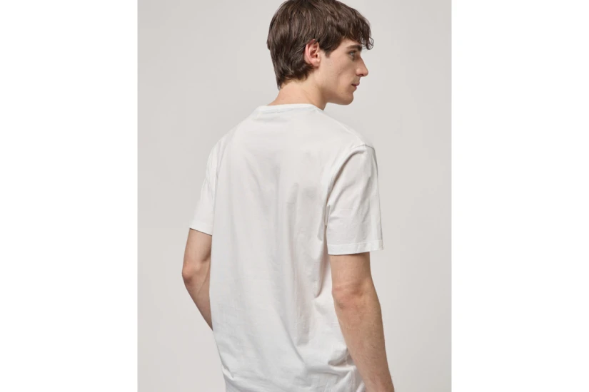 Gianni Lupo Patterened Chest Pocket Ανδρικό Κοντομάνικο T-Shirt Λευκό